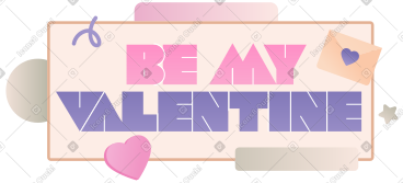 Lettering Be My Valentine! with heart and envelope text PNG, SVG