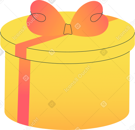 круглая подарочная коробка с бантиком в PNG, SVG