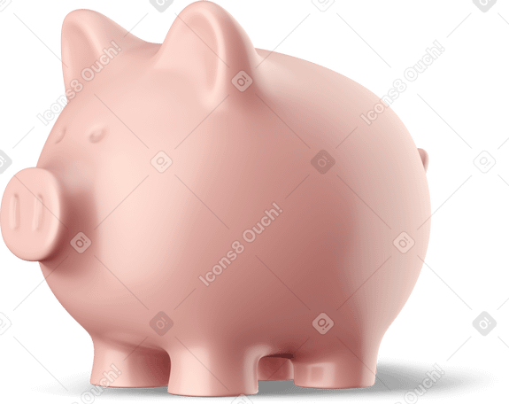 3D pink piggy bank Illustration in PNG, SVG