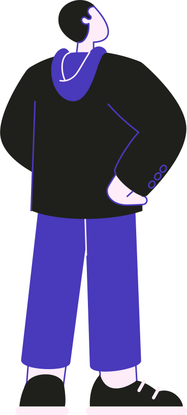 mann in schwarzer jacke und blauer hose steht mit den händen in den hüften PNG, SVG