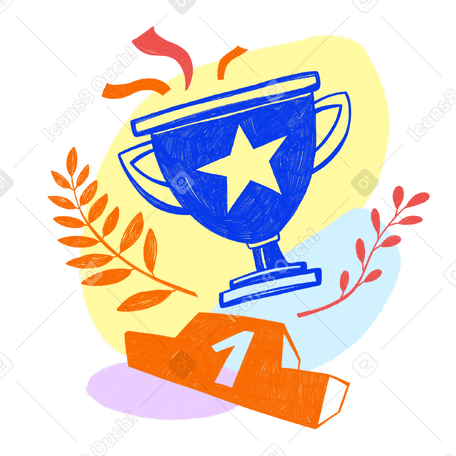 Blue victory cup with a platform for first place Illustration in PNG, SVG