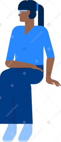 girl is sitting and turned her head to the right Illustration in PNG, SVG