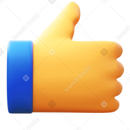 3D thumbs up Illustration in PNG, SVG