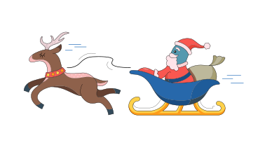 Санта катается на санях в PNG, SVG