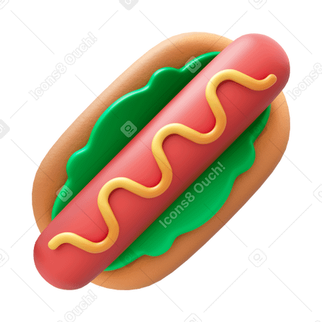 3D hot dog в PNG, SVG