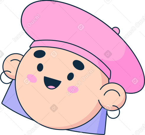 woman's head in a beret Illustration in PNG, SVG