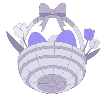 Wicker basket with eggs and tulips for Easter PNG, SVG