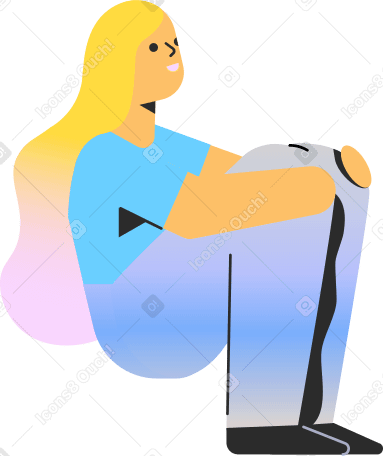 seated woman hugs her knees PNG, SVG