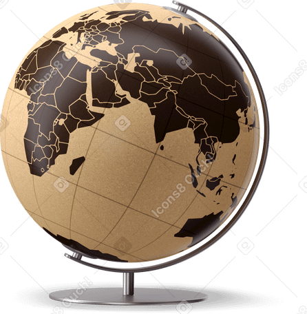 3D greek style globe Illustration in PNG, SVG