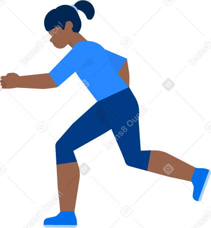 girl runs and looks down Illustration in PNG, SVG