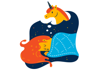 Ilustración animada de soñando con unicornios en GIF, Lottie (JSON), AE