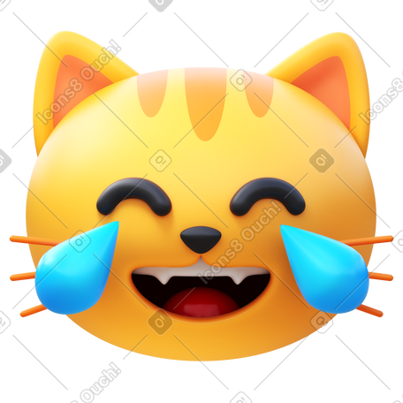 3D cat with tears of joy PNG, SVG