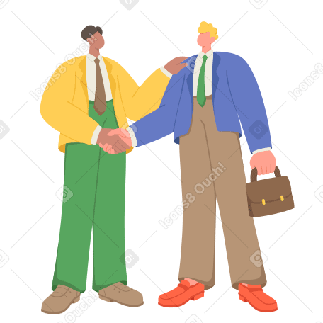 Illustrazione animata Uomini d'affari che agitano le mani per l'affare in GIF, Lottie (JSON), AE
