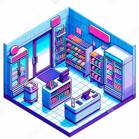 isometric pixel convenience store PNG, SVG
