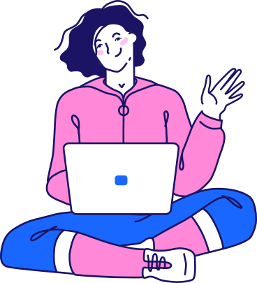 seated woman with a laptop PNG, SVG