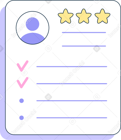 resume card with stars and photo Illustration in PNG, SVG