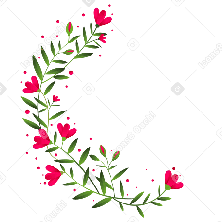 Pequenas flores cor de rosa dispostas em semicírculo PNG, SVG