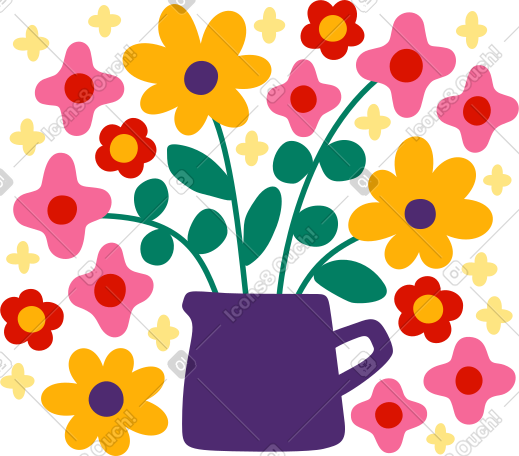 花瓶里的鲜花花束文本 PNG, SVG