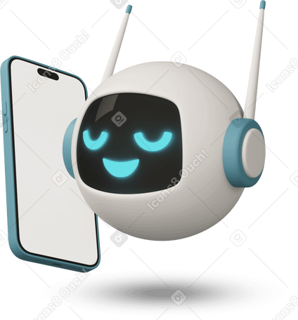 3D small chatbot talking on the phone в PNG, SVG