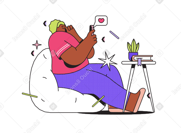 Woman puts likes on the phone Illustration in PNG, SVG