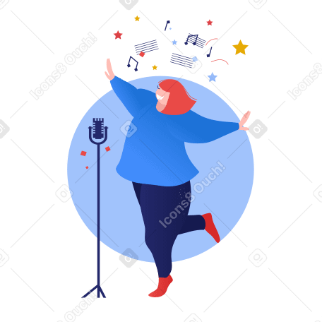 Female singer with microphone performing PNG, SVG