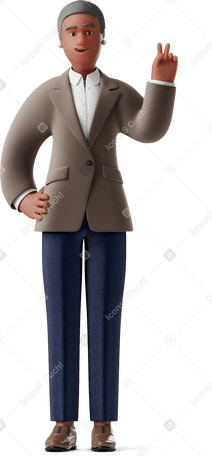 3D old businesswoman in formalwear showing peace sign  Illustration in PNG, SVG