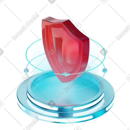3D Data protection or internet security with shield animated illustration in GIF, Lottie (JSON), AE