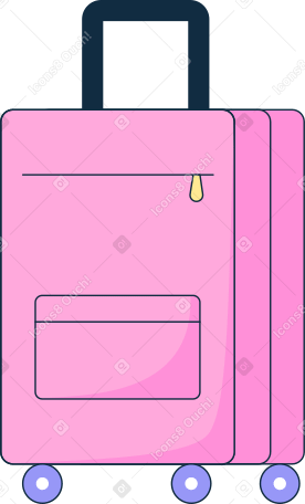pink suitcase on wheels Illustration in PNG, SVG
