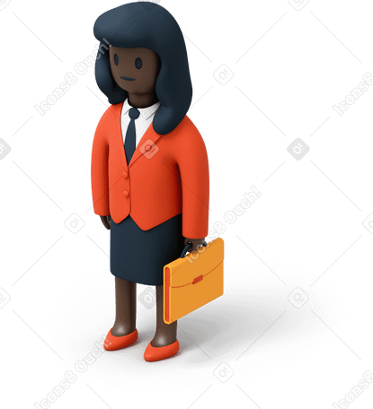 3D 提着公文包的女商人 PNG, SVG