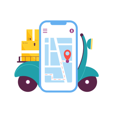 Delivery with gps navigation animated illustration in GIF, Lottie (JSON), AE