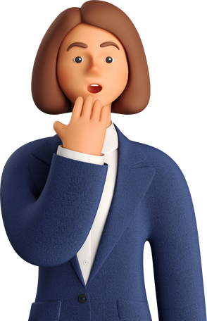 astonished businesswoman in blue suit Illustration in PNG, SVG