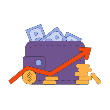 Purse with money and an arrow PNG, SVG