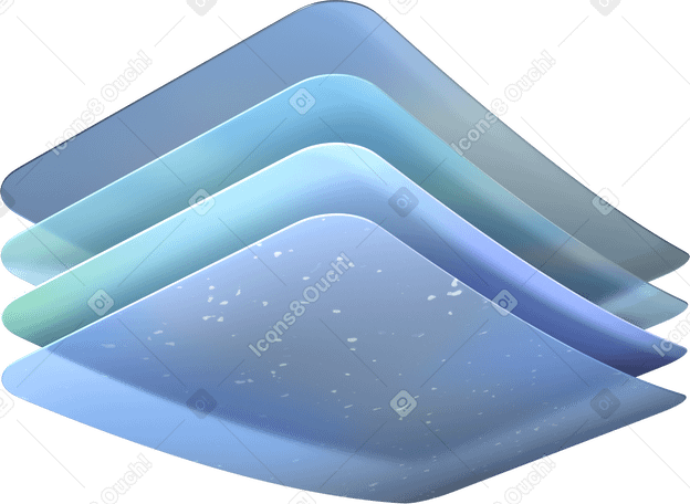 3D four monochrome plastic rectangles with rounded corners PNG、SVG