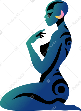 blue woman PNG, SVG