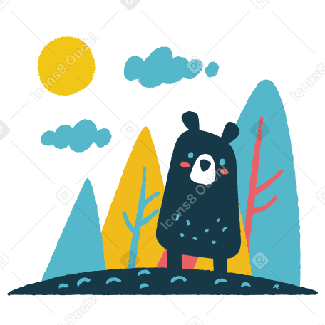 森の中でクマ のpngとsvgでのイラスト