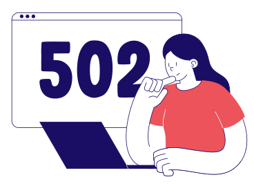 Donna che riceve l'errore 502, gateway difettoso  PNG, SVG
