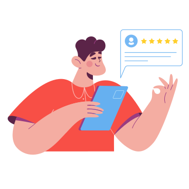 Man leaving a five-star review PNG, SVG