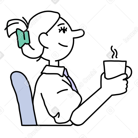김이 모락모락 나는 차 한잔을 들고 있는 여자 PNG, SVG