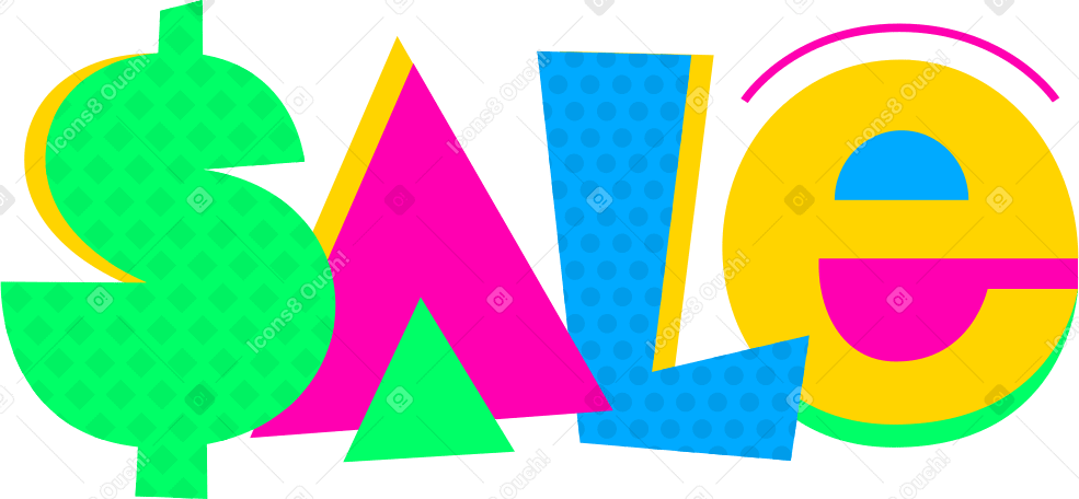 Schriftzug „sale“ mit punkten und dollarzeichen-text PNG, SVG
