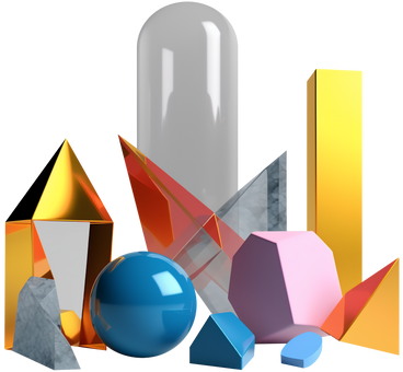 abstract colorful sculpture with glass shapes PNG, SVG