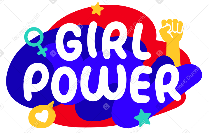Girl power lettering Illustration in PNG, SVG