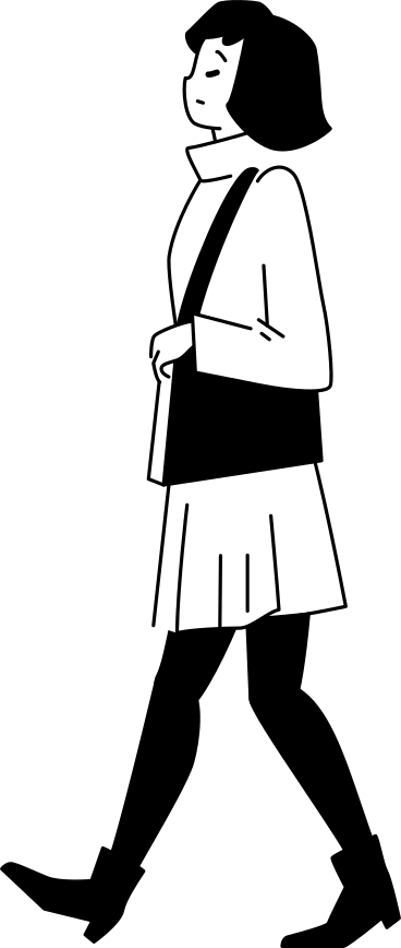 Young woman walking with a bag PNG, SVG