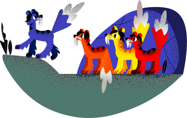 Animals come out of the cave PNG, SVG