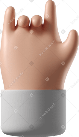 3D White skin hand showing love you sign PNG, SVG