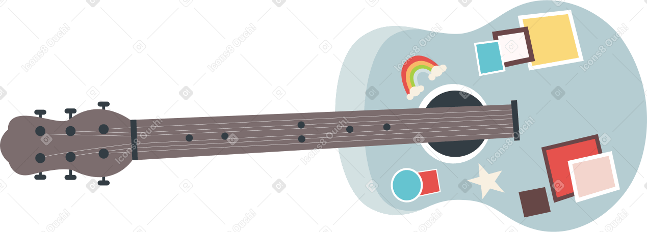 gray string guitar in stickers PNG、SVG
