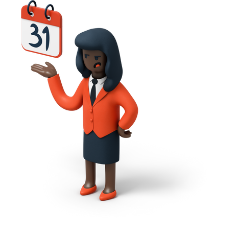 Black businesswoman with calendar reminder Illustration in PNG, SVG