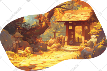 秋天的院子背景 PNG, SVG