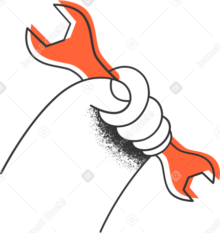 hand with wrench Illustration in PNG, SVG