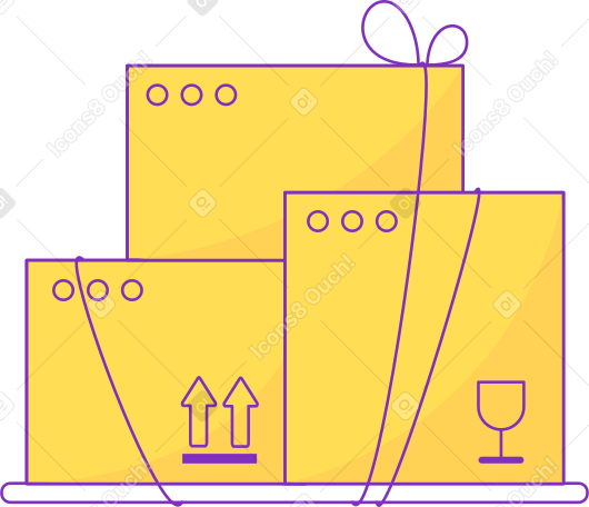 three boxes for delivery with a bow Illustration in PNG, SVG