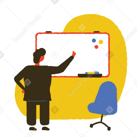 Teacher writing on the board Illustration in PNG, SVG